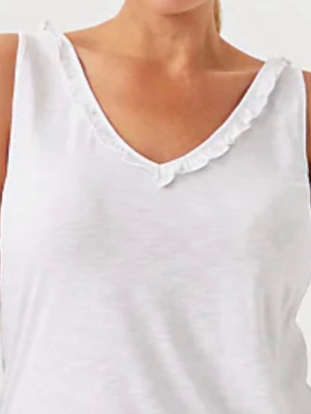 Lilly Pulitzer Gigi Ruffle Tank White Cotton Sleeveless Top Size L - Picture 6 of 9